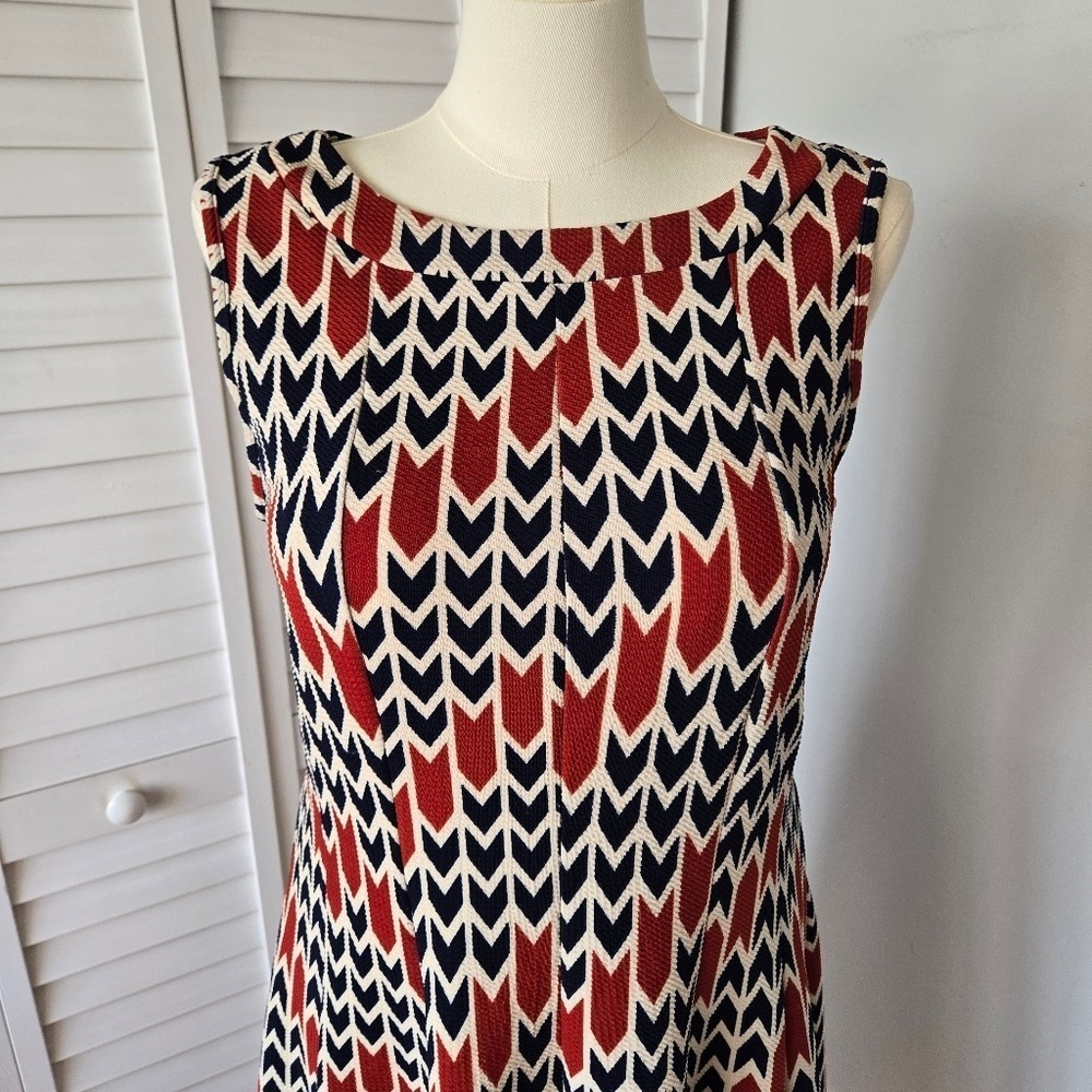 Hanni Geometric Print A-line Dress Size 2X Retro 70s Revival Flirty Eclectic Mod - Picture 3 of 9